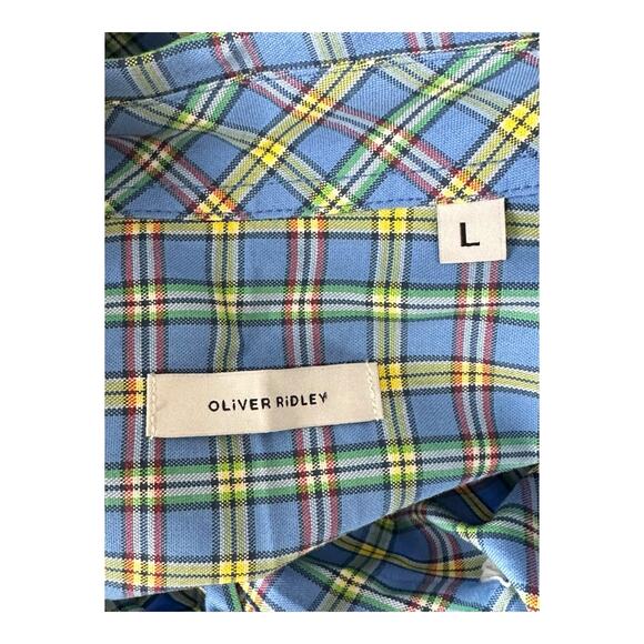 Oliver Ridley Shirt Mens Large Button Up Long Sleeves Multi Stripe Cotton Preppy - Picture 3 of 5